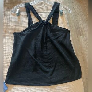 Black Sleeveless Top with Tie Detail
